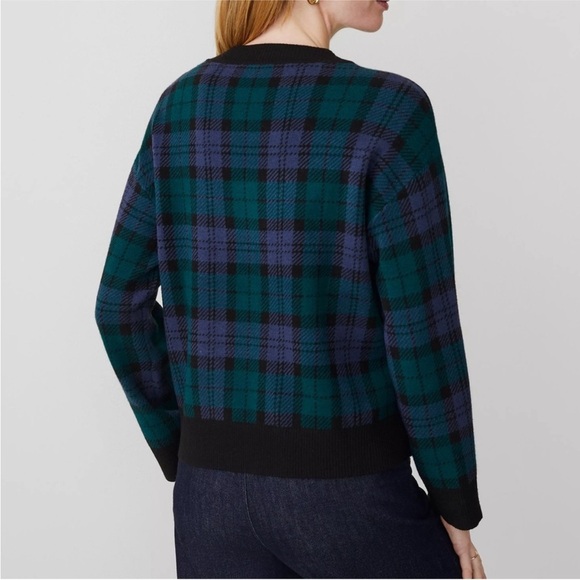 Ann Taylor Crew Neck Sweater Size XL Plaid Rainforest Relaxed fit - Picture 11 of 11